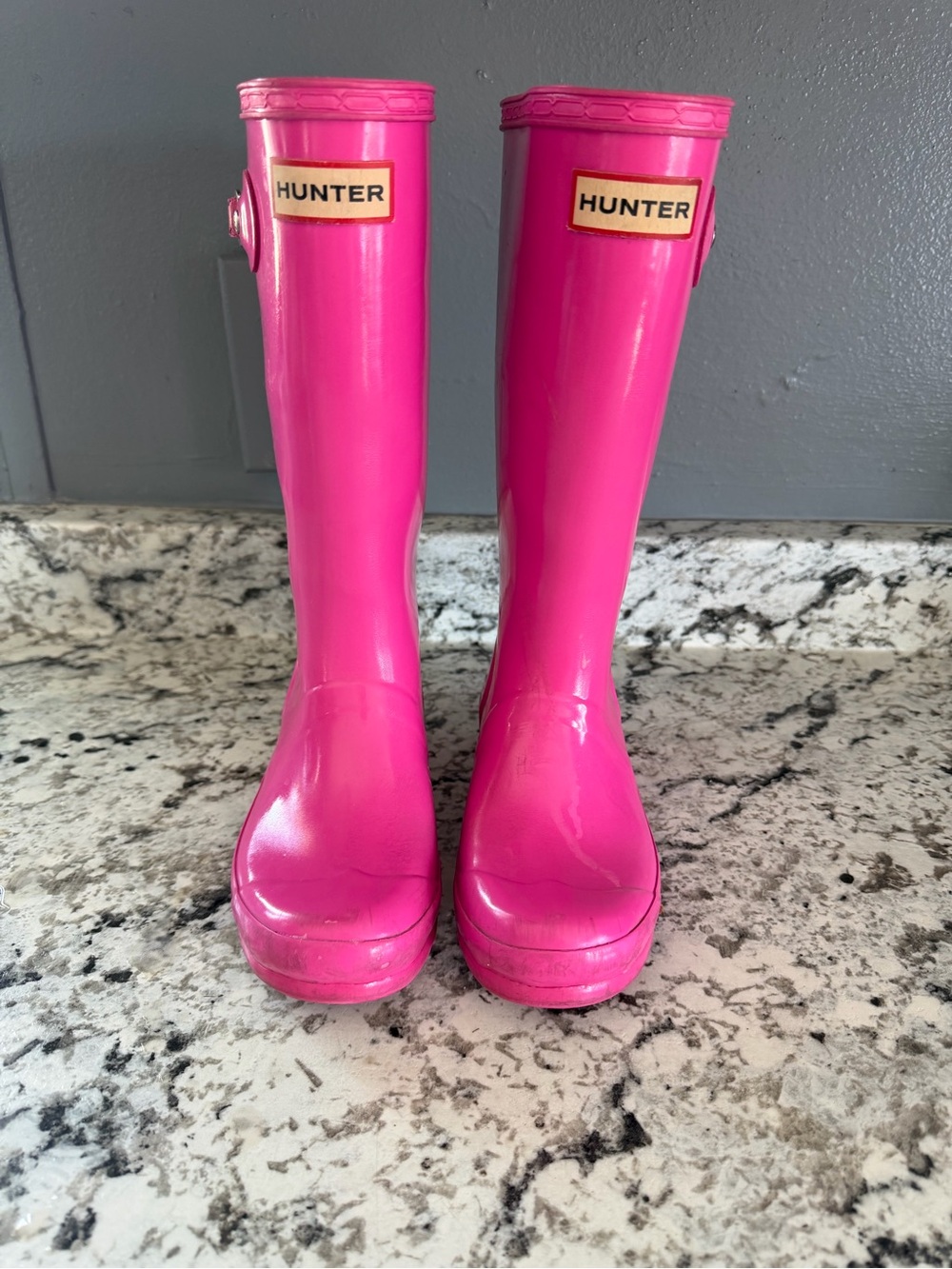 Hunter Glossy Hot Pink Tall Rain Boots